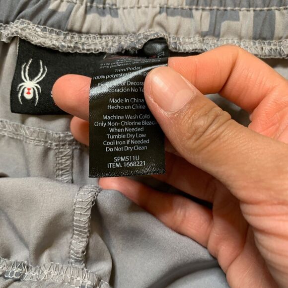 Spyder Active Shorts Mens XL Extra Large Grey Camo Drawstring Tie Elastic Waist - Picture 7 of 10